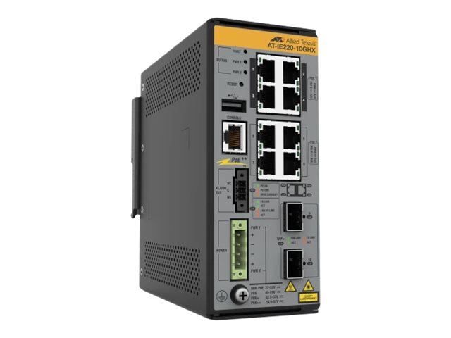 Allied Telesis AT IE220-10GHX - Switch - L2+ - managed - 8 x 101001000Base-T + 2 x 1 Gigabit10 Gigabit SFP+ (Uplink)