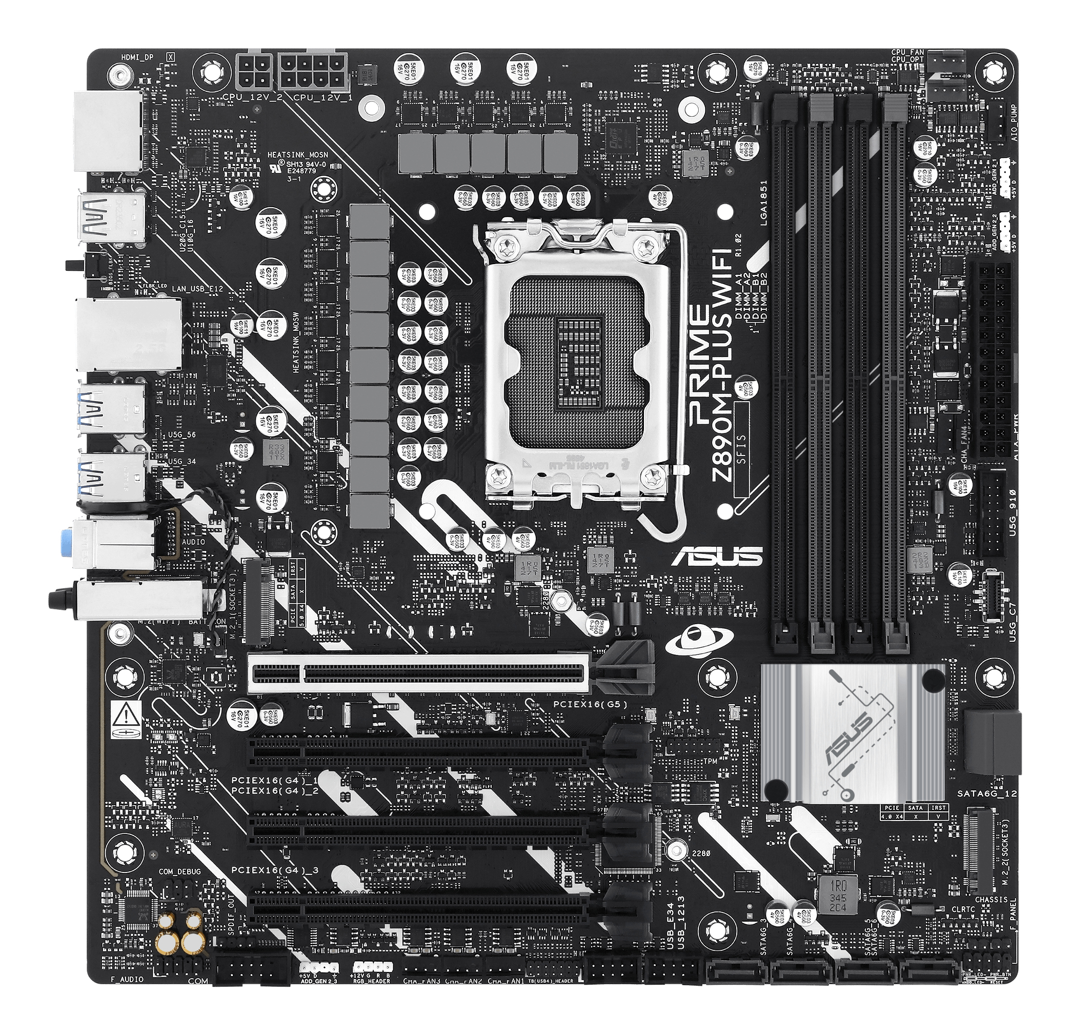 ASUS PRIME Z890M-PLUS WIFI - Motherboard - micro ATX - LGA1851-Sockel - Z890 Chipsatz - USB-C 3.2 Gen 2x2, USB 3.2 Gen 2, Ansicht 4