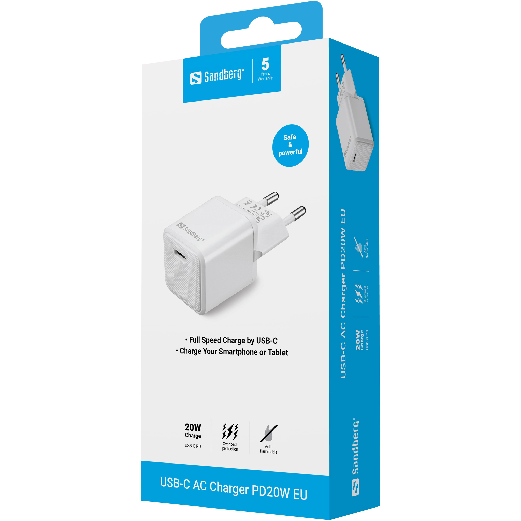 SANDBERG Netzteil - 20 Watt - 3 A - PD (24 pin USB-C), Ansicht 2