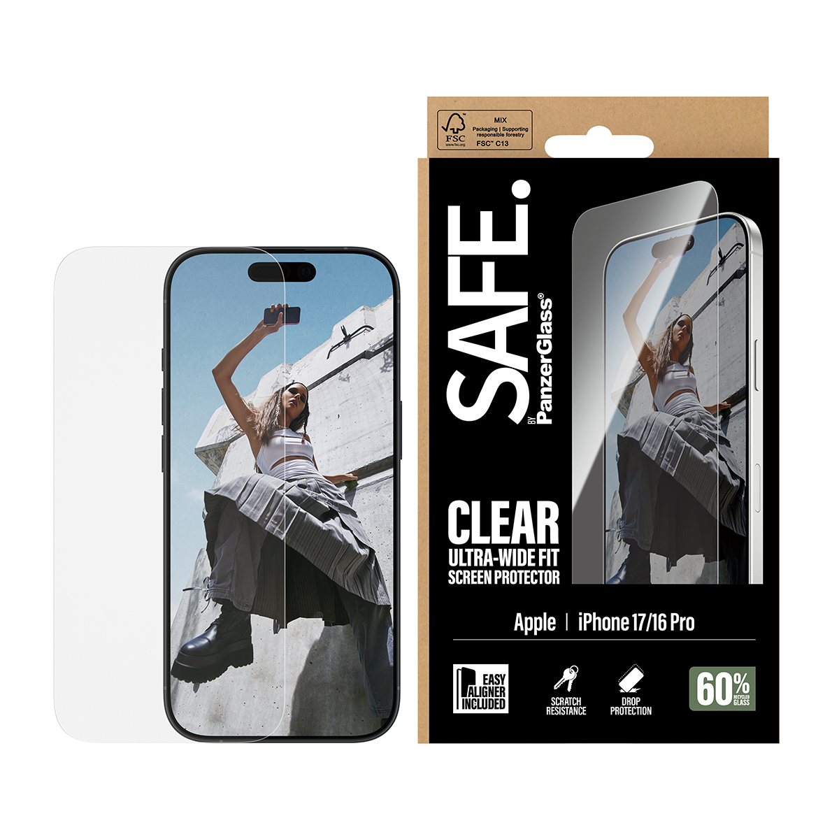 PanzerGlass SAFE. Screen Protector iPhone 17/16 Pro Ultra-Wide Fit, Ansicht 2