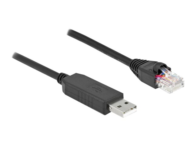 Delock Serielles Anschlusskabel mit FTDI Chipsatz, USB 2.0 Typ-A Stecker zu RS-232 RJ45 Stecker 1 m schwarz