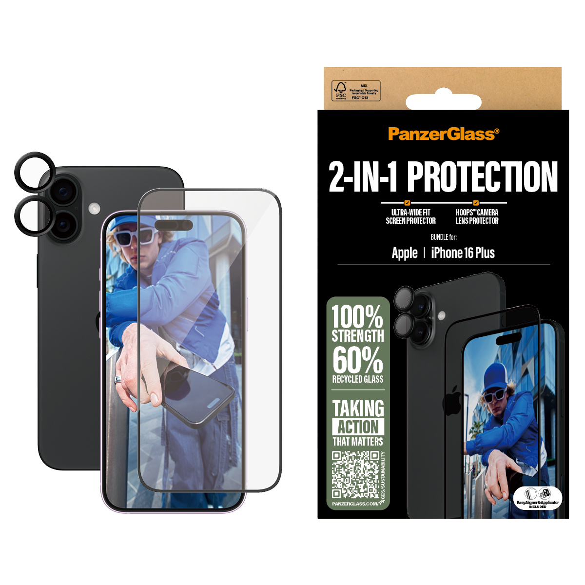 PanzerGlass Bildschirmschutz für Handy - 2 in 1, Ansicht 4