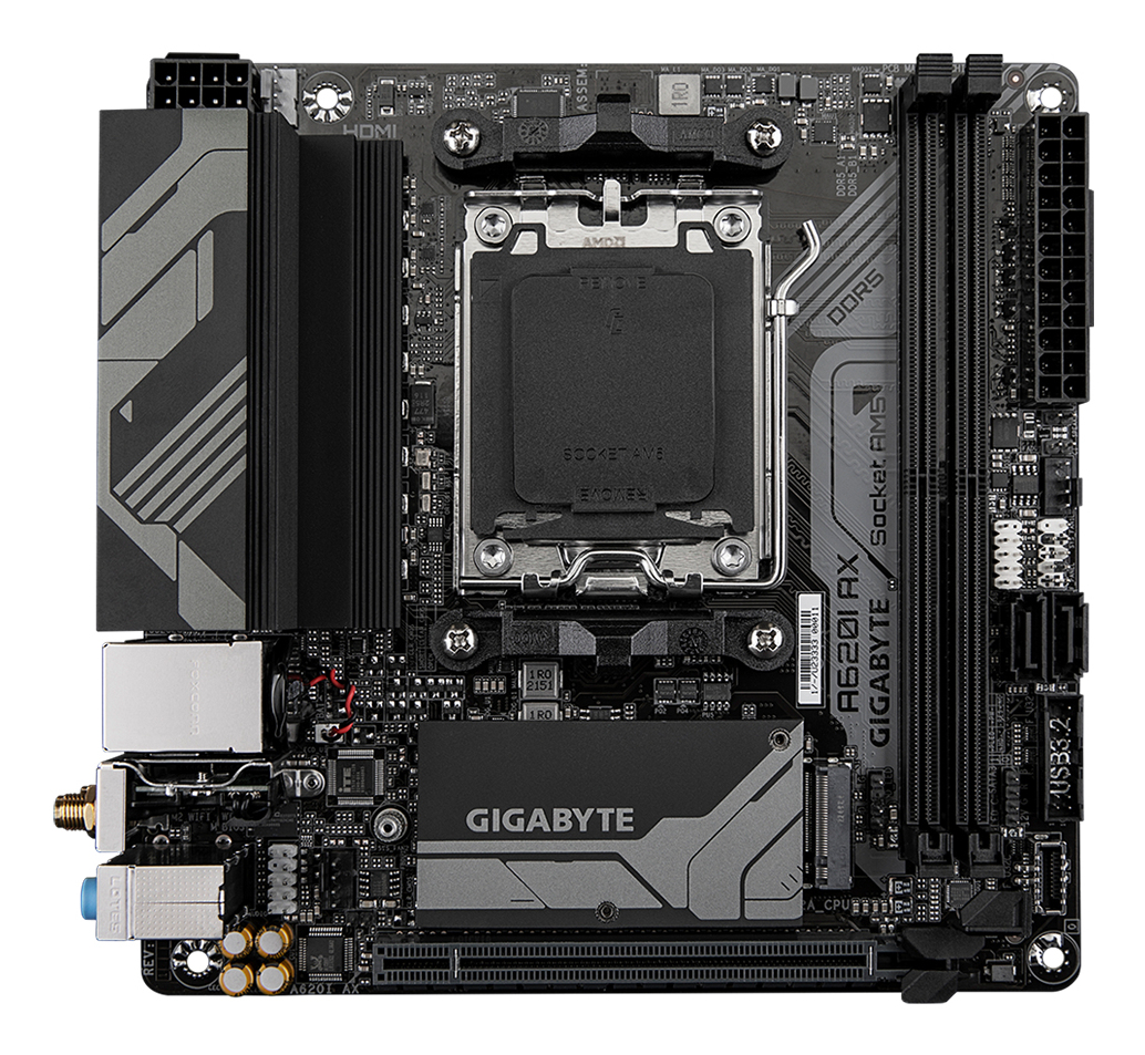 Gigabyte A620I AX AM5 2xDDR5 4xSATA 1xM.2 mATX MB - AMD Sockel AM5 (Ryzen Zen4), Ansicht 2