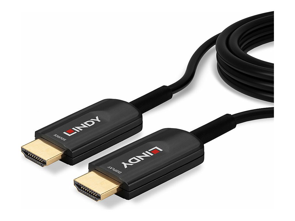 Lindy Ultra High Speed - HDMI-Kabel - HDMI männlich zu HDMI männlich - 15 m - Hybrid Kupfer/Kohlefaser - Schwarz - rund, Ansicht 4