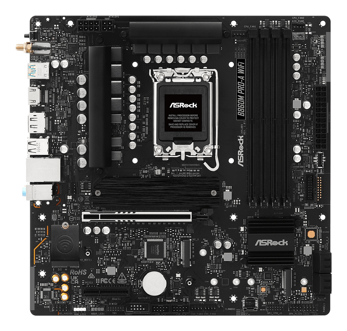 ASRock B860M Pro-A WiFi 1851 mATX HDMI/DP DDR5 - Micro/Mini/Flex-ATX - DDR5, Ansicht 2