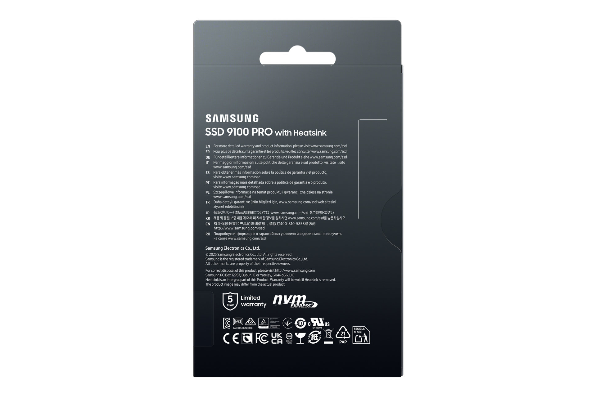 Samsung 9100 PRO MZ-VAP4T0 - SSD - verschlüsselt - 4 TB - mit Kühlkörper - intern - M.2 2280 - PCI Express 5.0 x4 (NVMe), Ansicht 2
