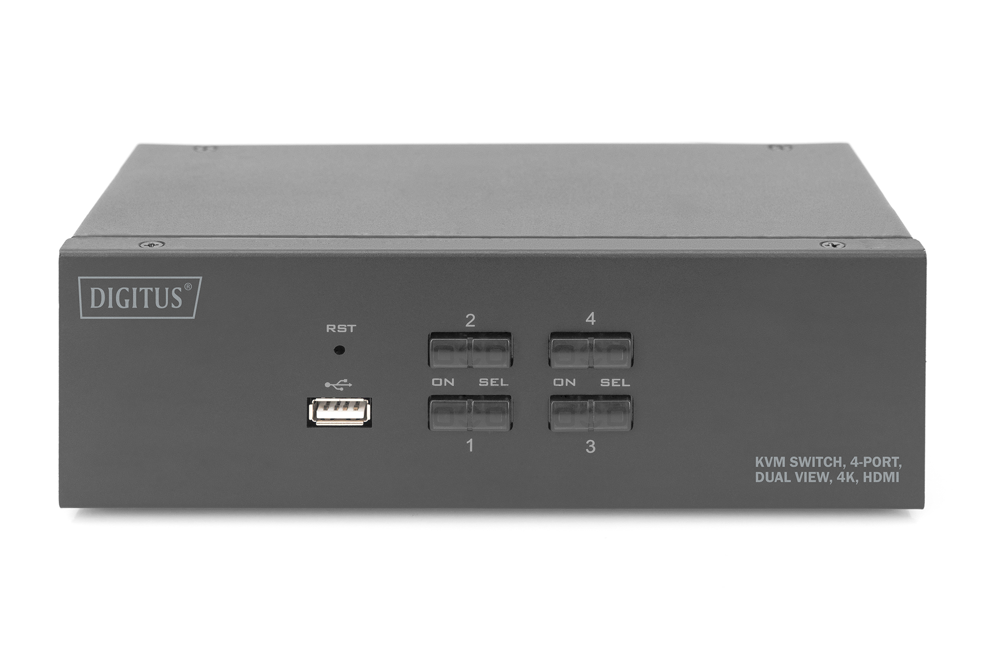 DIGITUS KVM-Switch - 4-Port - Dual-Display - 4K - HDMI® - 3840 x 2160 Pixel - 4K Ultra HD - Schwarz, Ansicht 3