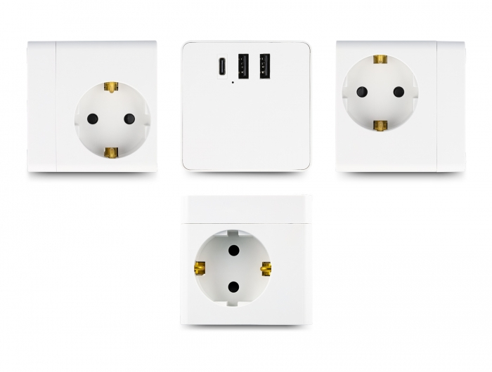 Delock Netzteil - 17 Watt - 3.4 A - 6 Ausgabeanschlussstellen (2 x USB, USB-C, 3 x Stecker CEE 7/3), Ansicht 2