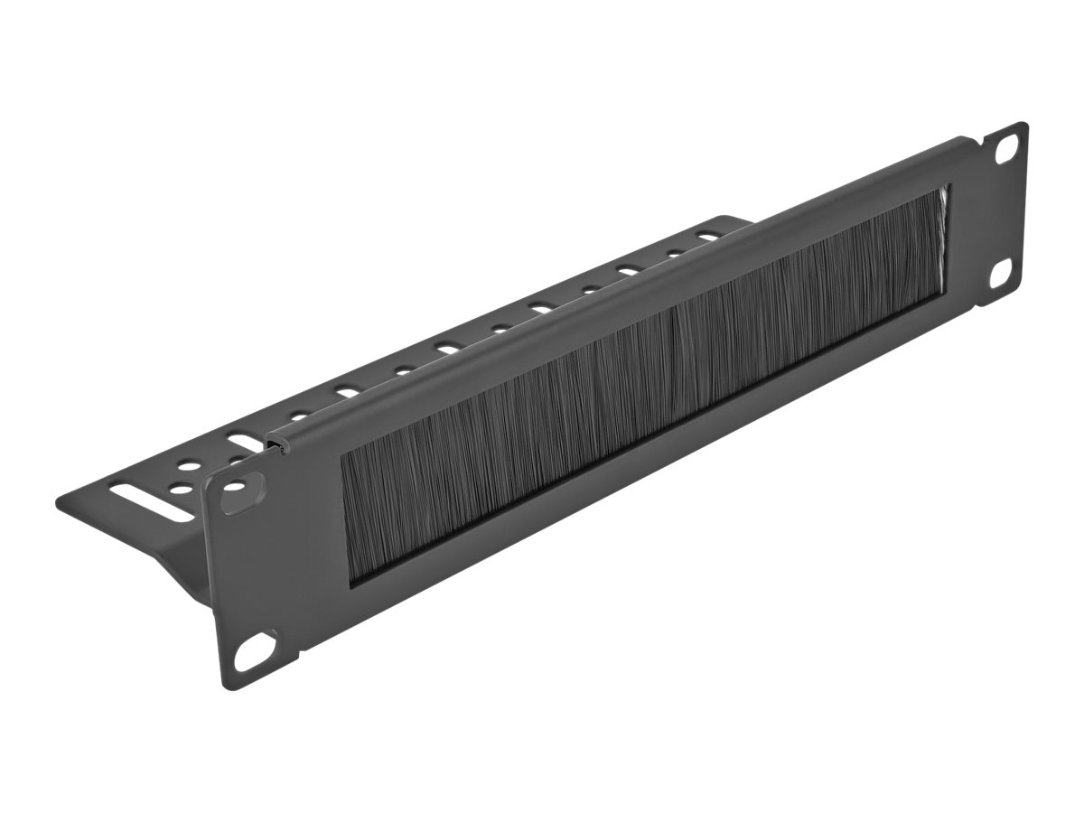 Delock Kabelabdeckung mit Bürsten - Rack montierbar - Schwarz - 1U - 25.4 cm (10)