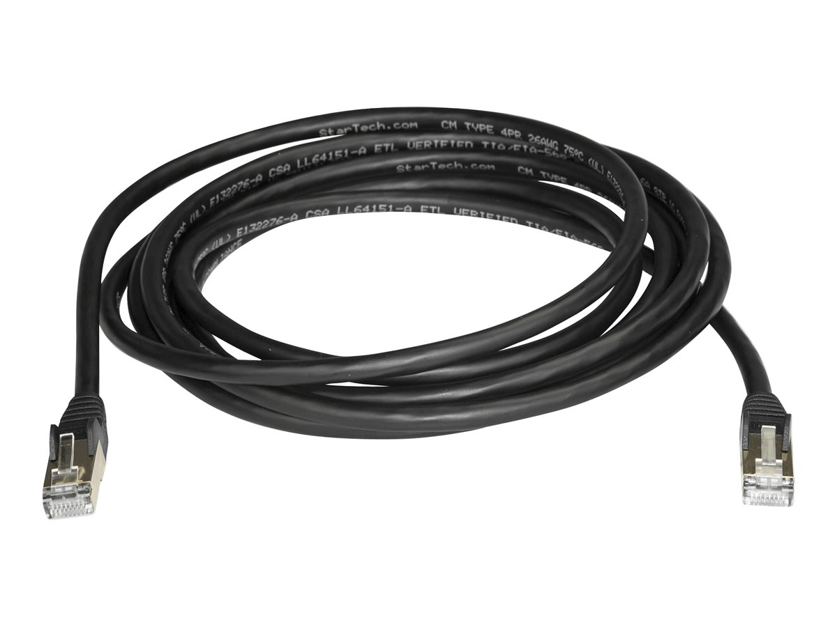 StarTech.com 3m CAT6A Ethernet Cable, 10 Gigabit Shielded Snagless RJ45 100W PoE Patch Cord, CAT 6A 10GbE STP Network Cable w/Strain Relief, Black, UL Certified Wiring/TIA - Category 6A - 26AWG (6ASPAT3MBK)