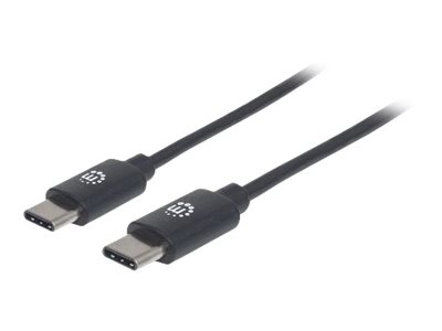 Manhattan USB-C to USB-C Cable, 1m, Male to Male, 480 Mbps (USB 2.0), 3A (fast charging), Hi-Speed USB, Black, Lifetime Warranty, Polybag - USB-Kabel - 24 pin USB-C (M) zu 24 pin USB-C (M) - USB 2.0 - 3 A - 1 m