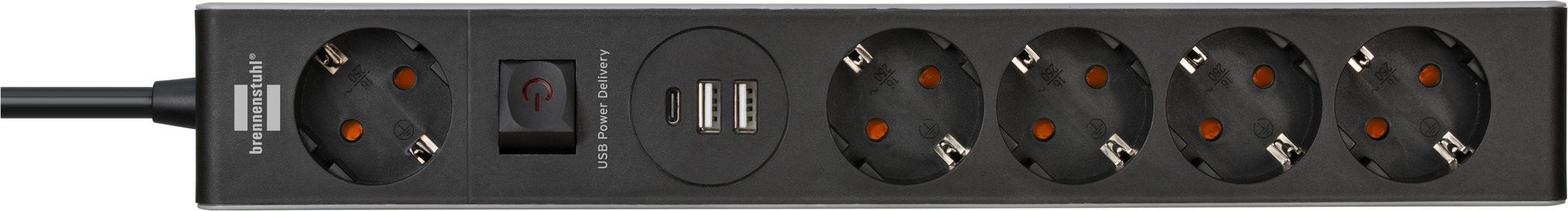 Brennenstuhl Premium-Line - Steckdosenleiste - mit USB-Spannungsversorgung - 2 x USB, 24 pin USB-C, 5 x Stromversorgung, Ansicht 3