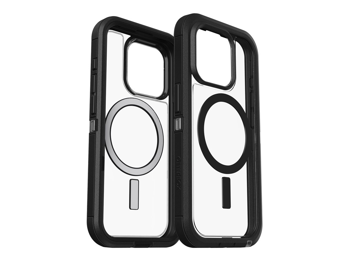 OtterBox Defender Series XT - Hintere Abdeckung für Mobiltelefon - widerstandsfähig - kompatibel mit MagSafe - Polykarbonat-Schale Kunstfaser - Dark Side (transparentschwarz)
