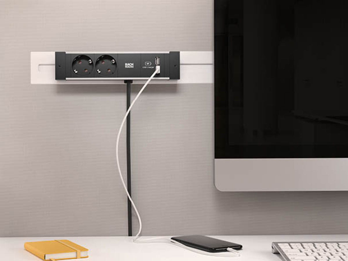Bachmann DESK Rail - Steckdosenleiste - Ausgangsanschlüsse: 2 (2 x USB, 2 x Typ F), Ansicht 2