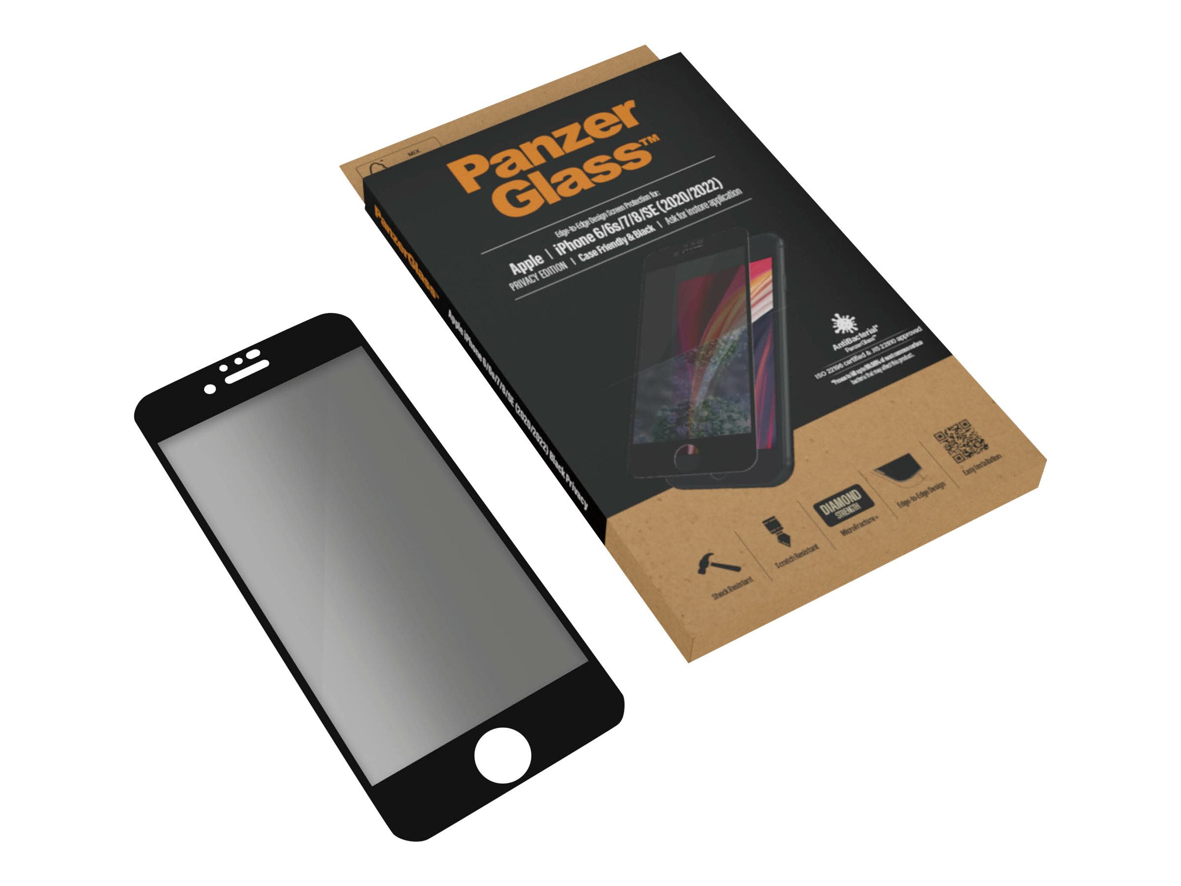 PanzerGlass Black & Case Friendly Privacy - Bildschirmschutz für Handy - Glas - mit Sichtschutzfilter - Schwarz, Ansicht 5