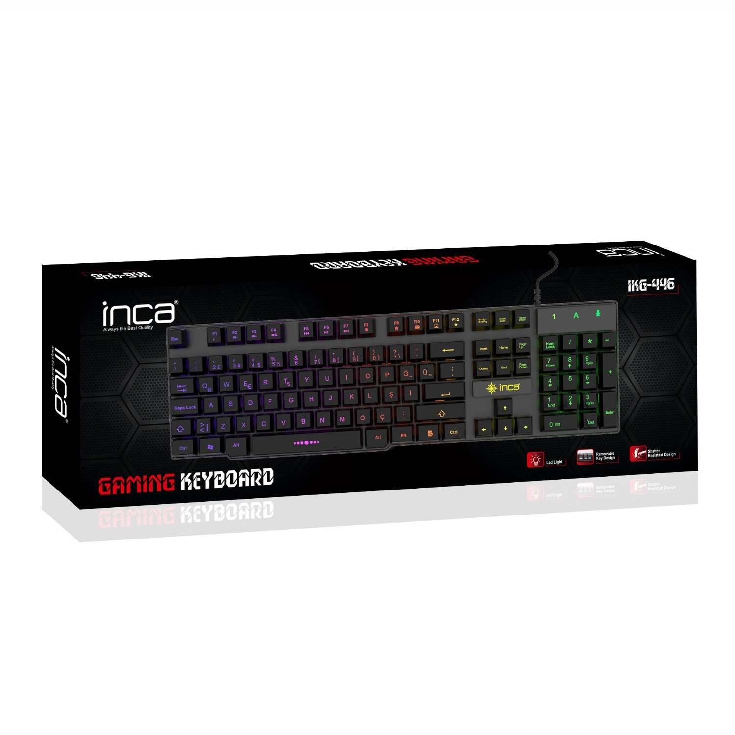 INCA Gaming Tastatur IKG-446 Regenbogen RGB retail - Tastatur - 105 Tasten - TL: Deutsch, QWERTZ, Ansicht 2