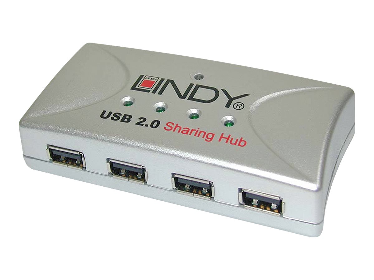 Lindy USB 2.0 4 Port Sharing Hub - Hub - 4 x USB 2.0 - Desktop