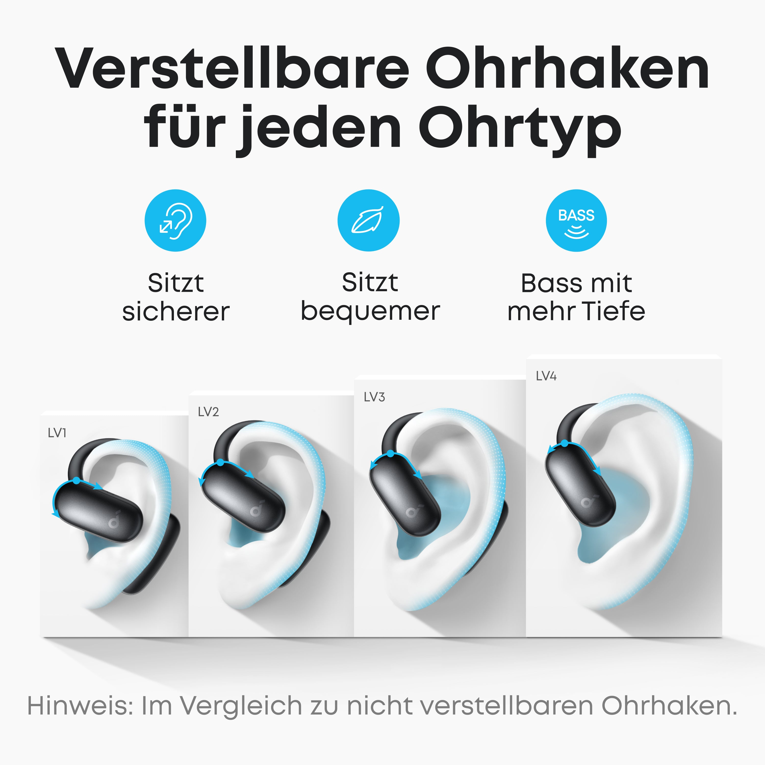 Anker Innovations Soundcore AeroFit 2 AI black Open-Ear-Kopfhörer 35 Stunden Wiedergabezeit IP55 inkl. - Kopfhörer, Ansicht 3
