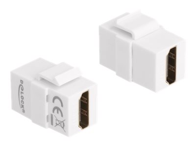 Delock Keystone module - HDMI Kupplung - HDMI weiblich zu HDMI weiblich - weiß - 4K60Hz (3840 x 2160)