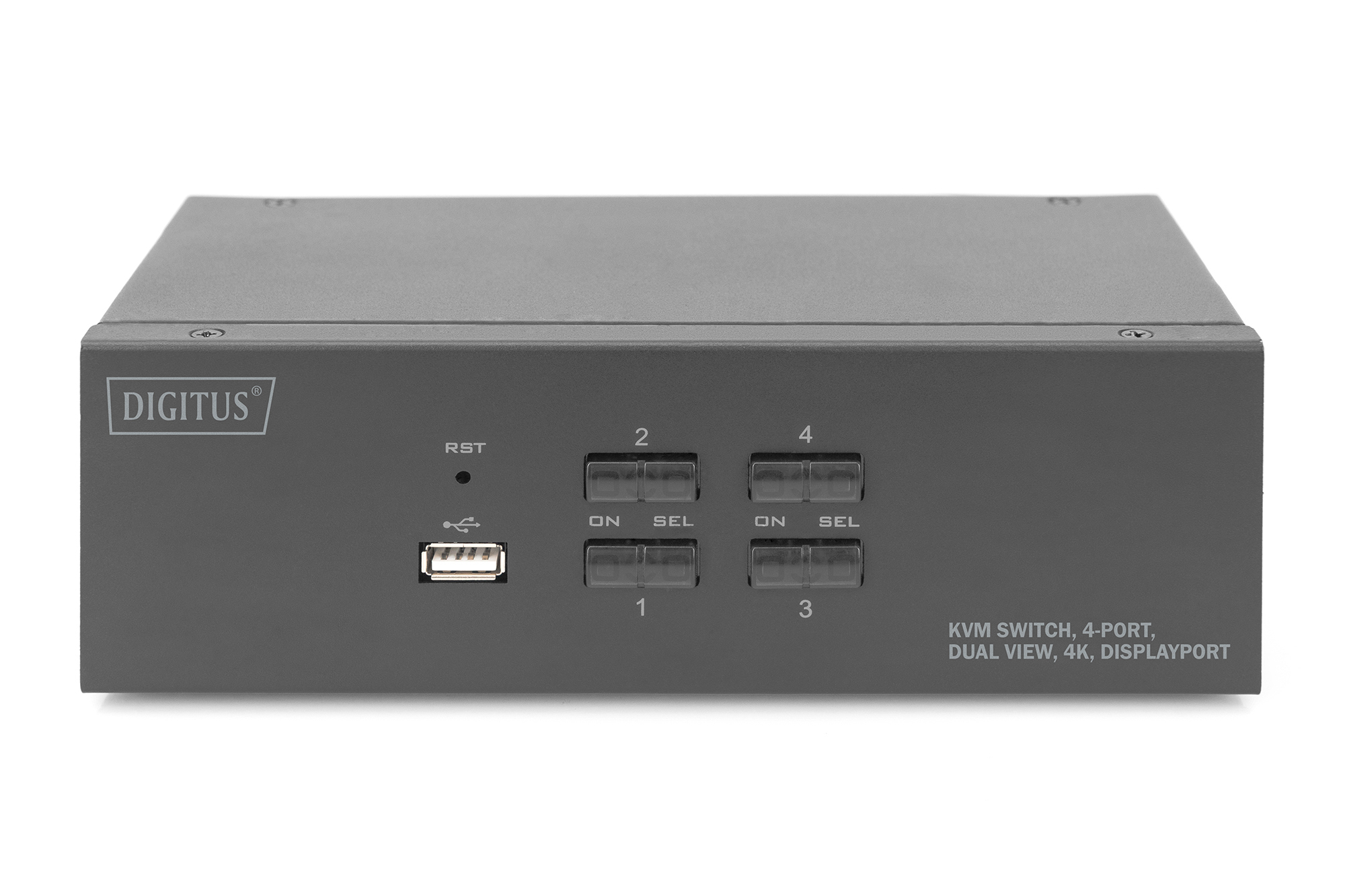 DIGITUS KVM Switch - 4 Port - Dual Display - 4K - DisplayPort® - 3840 x 2160 Pixel - 4K Ultra HD - Schwarz, Ansicht 3