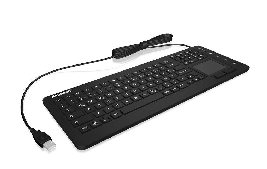 KeySonic KSK-6231INEL - Volle Größe (100%) - Kabelgebunden - USB - Membran Key Switch - Schwarz - TL: Deutsch, QWERTZ, Ansicht 2