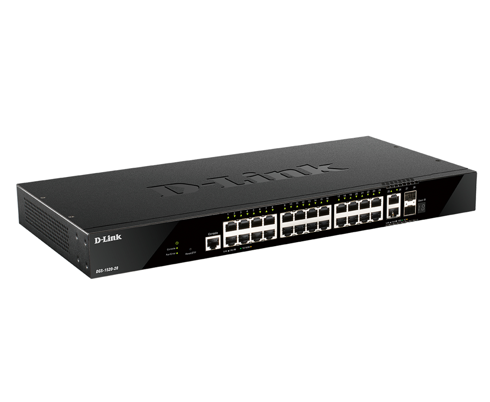 D-Link DGS 1520-28 - Switch - L3 - Smart - 24 x 10/100/1000 + 2 x Gigabit SFP + 2 x 10 Gigabit SFP+, Ansicht 2