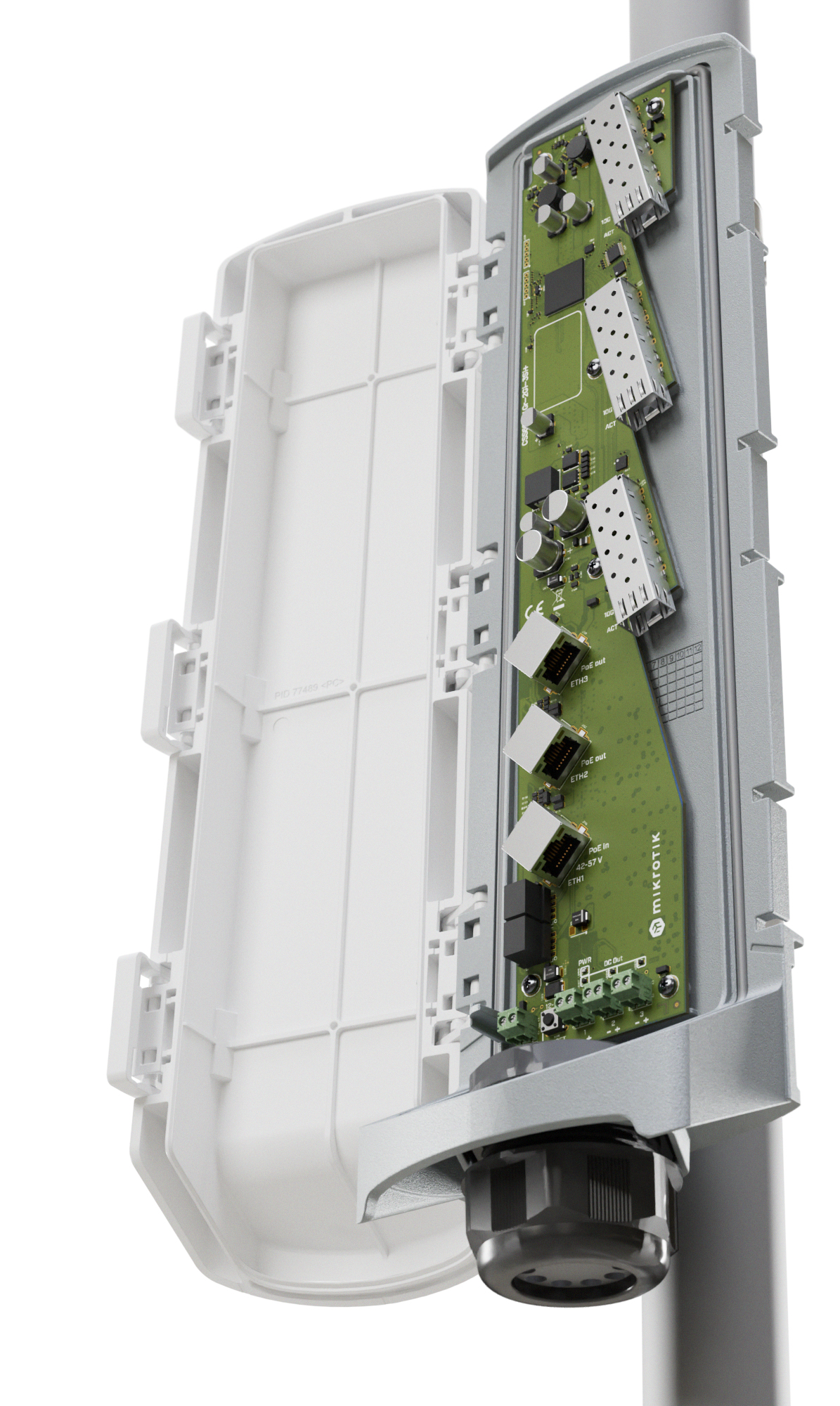 MikroTik GPERx6 CSS606-1G-2Gi-3S+Out 3x SFP+ outdoor - Switch - Glasfaser (LWL), Ansicht 2