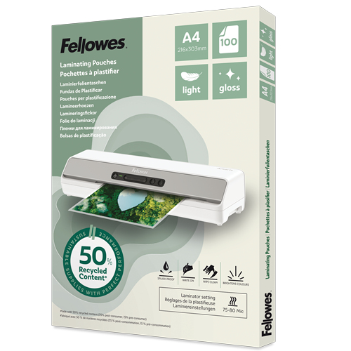 Fellowes Laminierfolie A4 Light Gloss 100er Pack, Ansicht 2