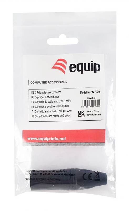 Equip Kabelverbinder 3-Polig Stecker schwarz, Ansicht 4