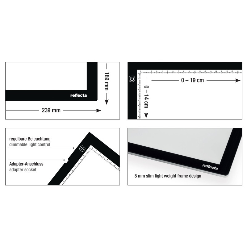 Reflecta LED Light Pad A5 Super Slim - Schwarz - Einzelbilderrahmen - 19 x 14 cm - Rechteckig - LED - Gleichstrom, Ansicht 4