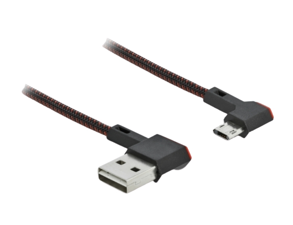 Delock EASY-USB 2.0 Kabel Typ-A Stecker zu EASY-USB Typ Micro-B Stecker gewinkelt links / rechts 0,5 m schwarz, 0,5 m, USB A, Micro-USB B, USB 2.0, Schwarz