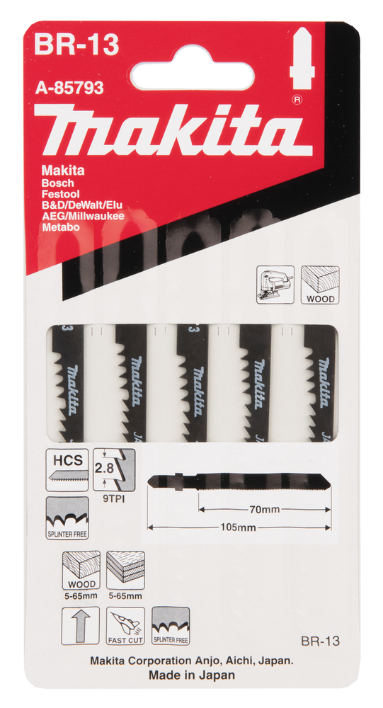 Makita BR-13 - Sägeblattset für Stichsäge - für Holz, Sperrholz, Ansicht 2