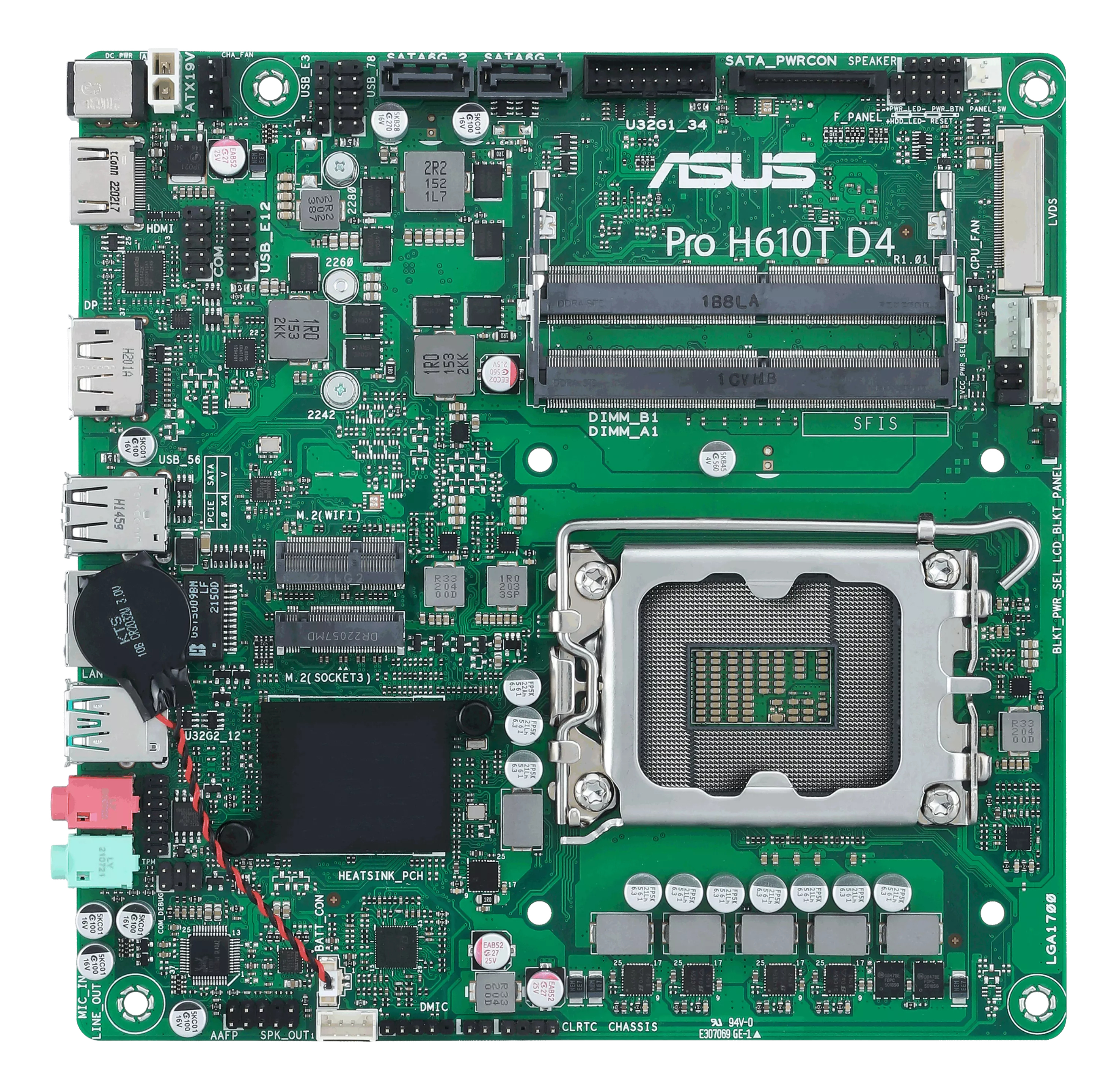 ASUS Pro H610T D4-CSM - Motherboard - Thin mini ITX - LGA1700-Sockel - H610 Chipsatz, Ansicht 3