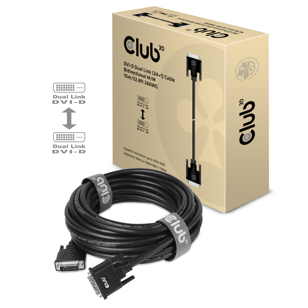 Club 3D DVI-Kabel - Dual Link - DVI-D (M) - zu DVI-D (M) - 10 m - Daumenschrauben - hauchvergoldete Kontakte, Ansicht 3