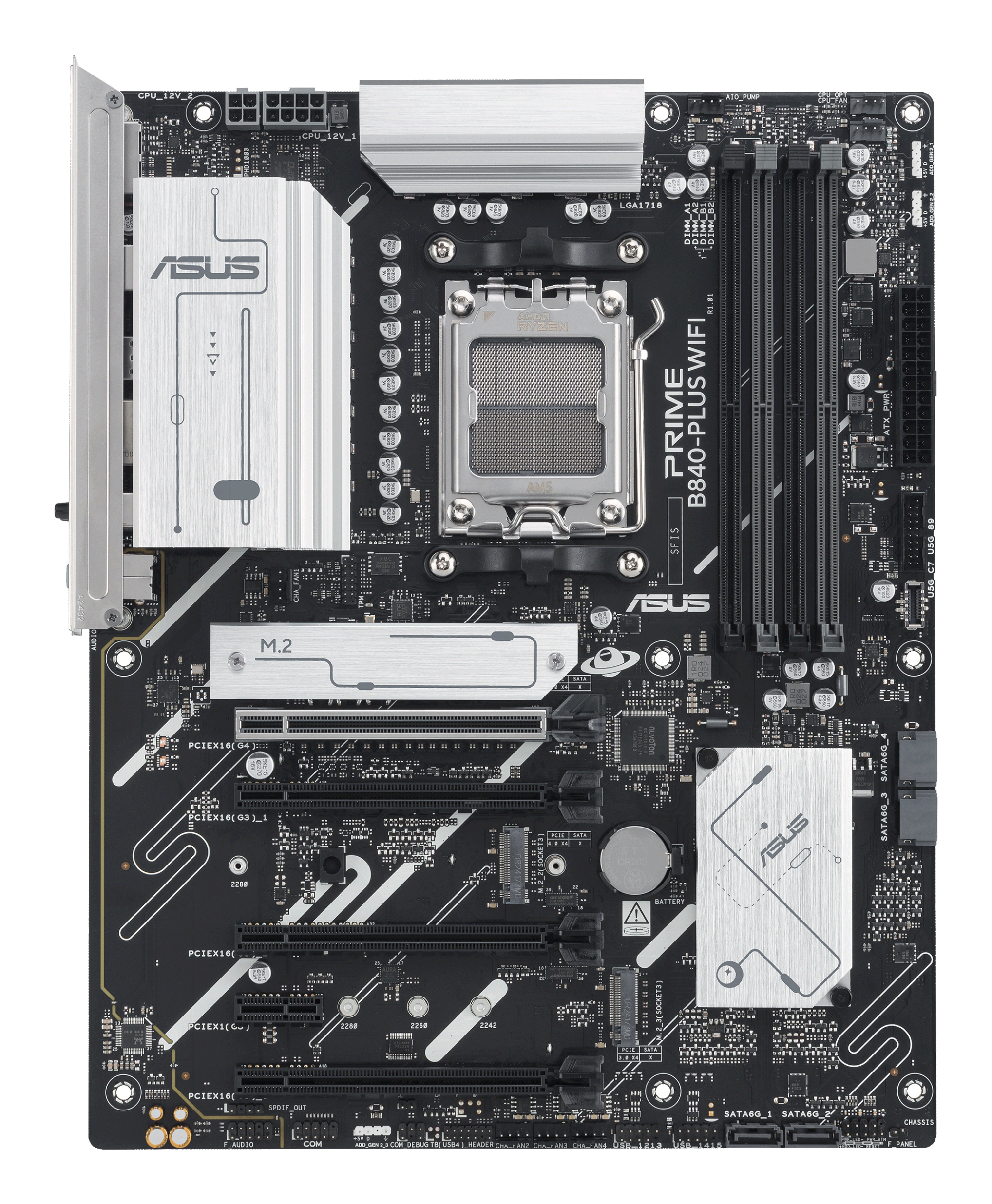 ASUS PRIME B840-PLUS WIFI - Motherboard - ATX - Socket AM5 - AMD B840 Chipsatz - Onboard-Grafik (CPU erforderlich), Ansicht 3