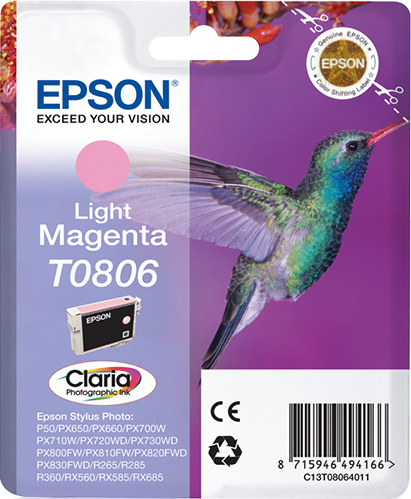 Epson Hummingbird Singlepack Light Magenta T0806 Claria Photographic Ink - Tinte auf Pigmentbasis - 7,4 ml - 1 Stück(e)