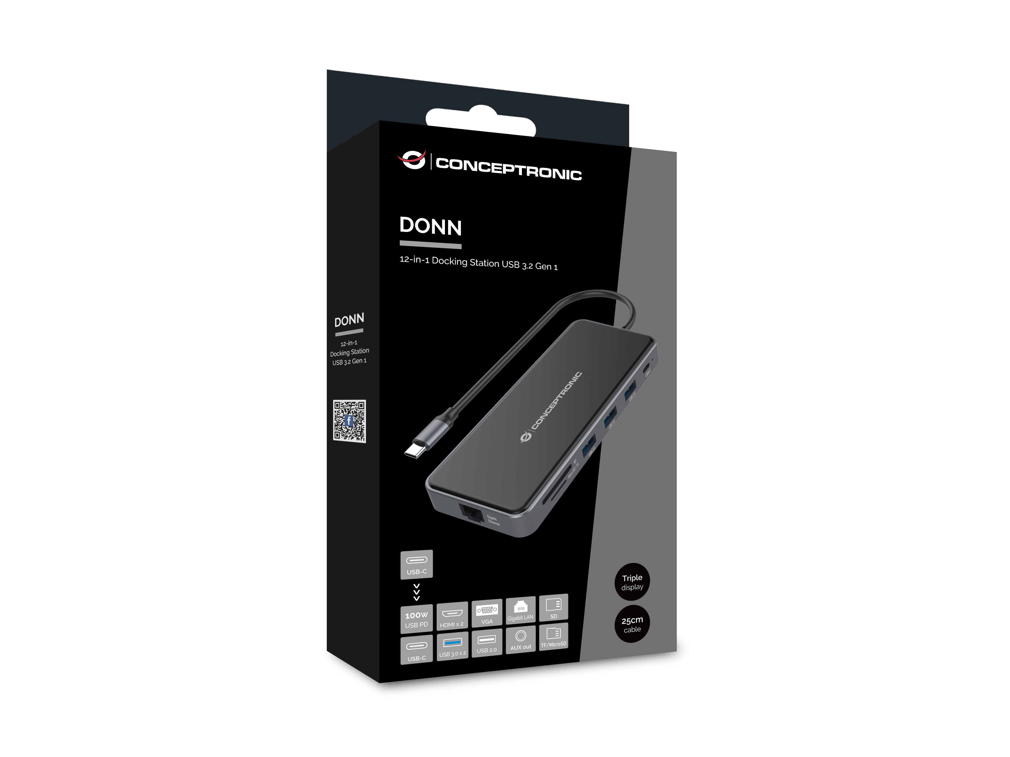 Conceptronic DONN15G - Dockingstation - USB-C 3.2 Gen 1, Ansicht 3