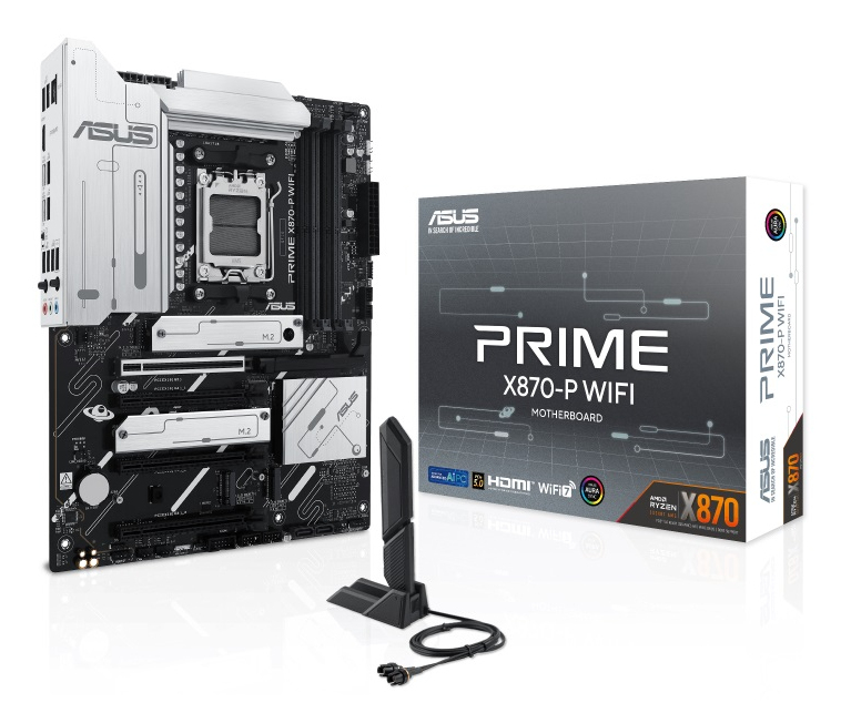 ASUS PRIME X870-P WIFI - Motherboard - ATX - Socket AM5 - AMD X870 Chipsatz - USB4, USB 3.2 Gen 2, USB-C 3.2 Gen2, Ansicht 3