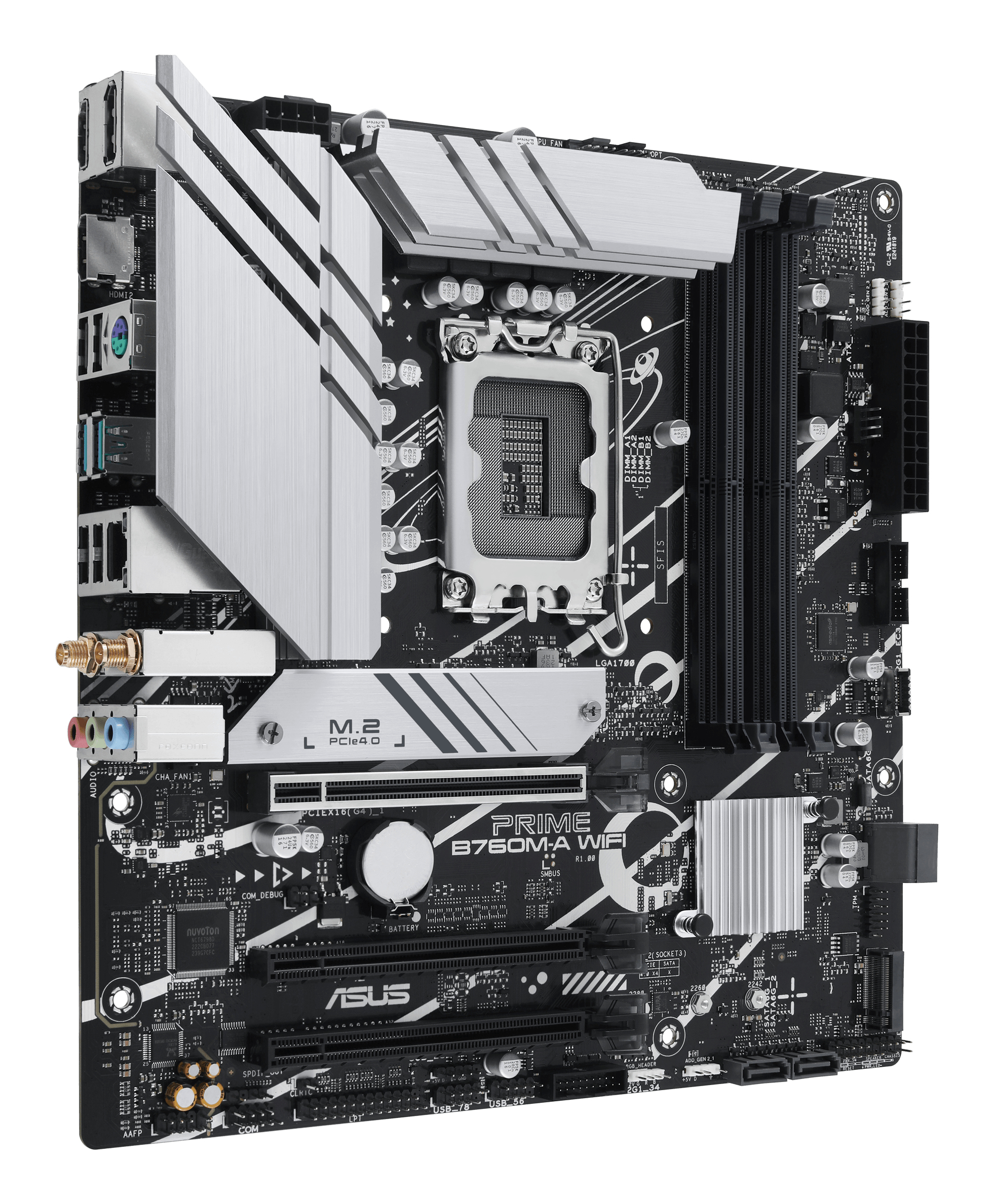 ASUS PRIME B760M-A WIFI - Motherboard - micro ATX - LGA1700-Sockel - B760 Chipsatz - USB 3.2 Gen 1, USB 3.2 Gen 2, Ansicht 3