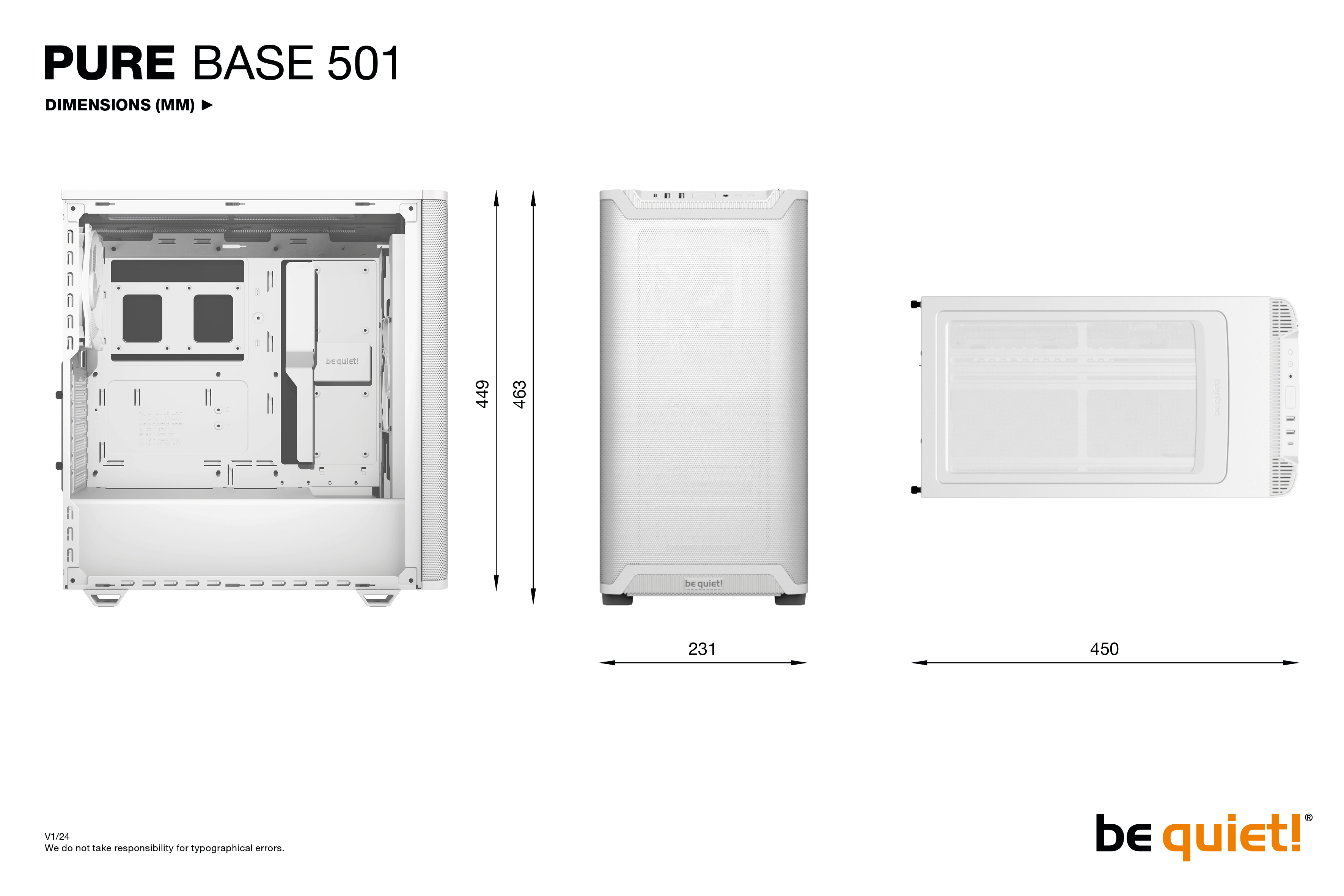 Be Quiet! ! PURE BASE 501 Airflow White, Ansicht 2