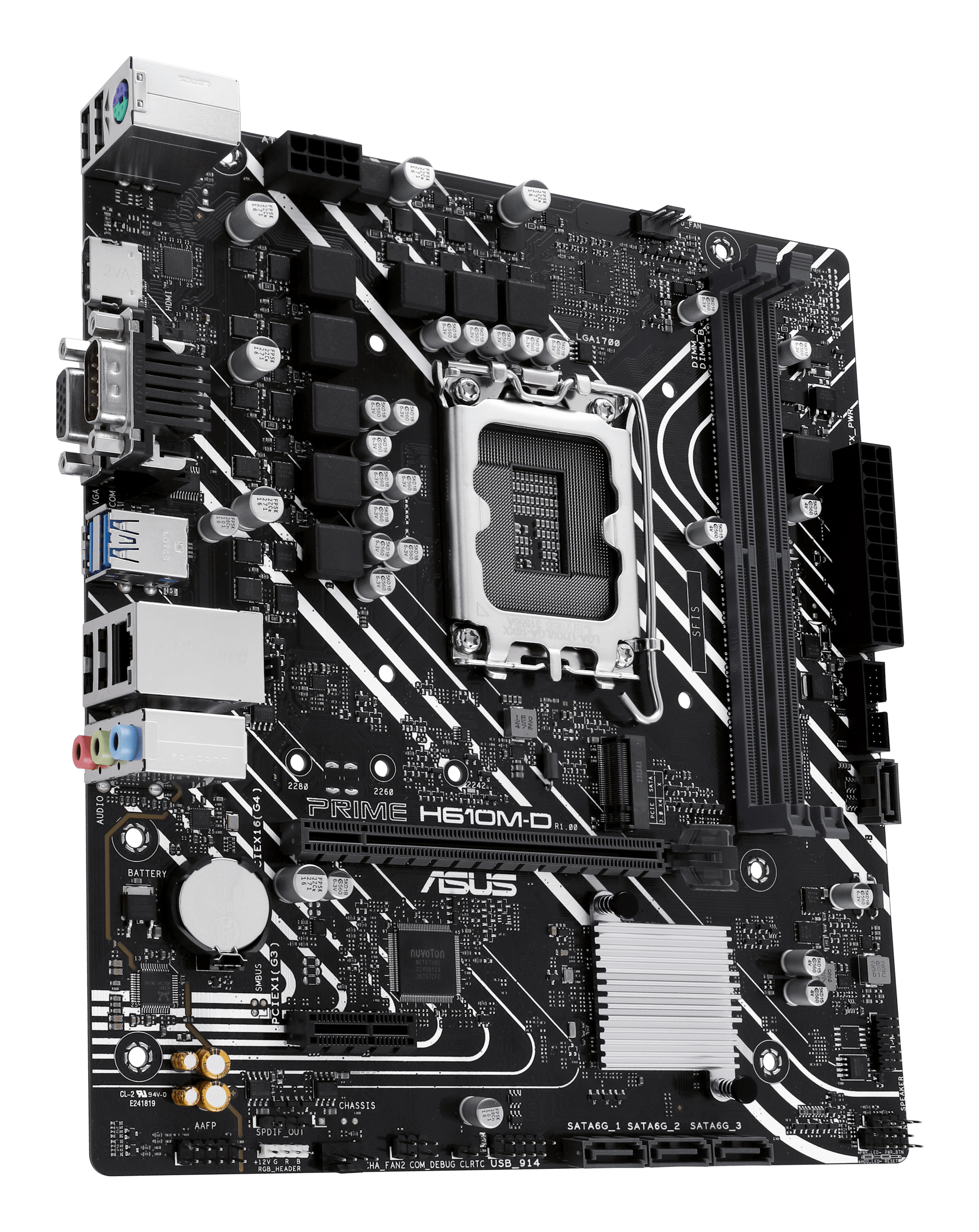 ASUS PRIME H610M-D - Motherboard - micro ATX - LGA1700-Sockel - H610 Chipsatz - USB 3.2 Gen 1 - Gigabit LAN, Ansicht 3