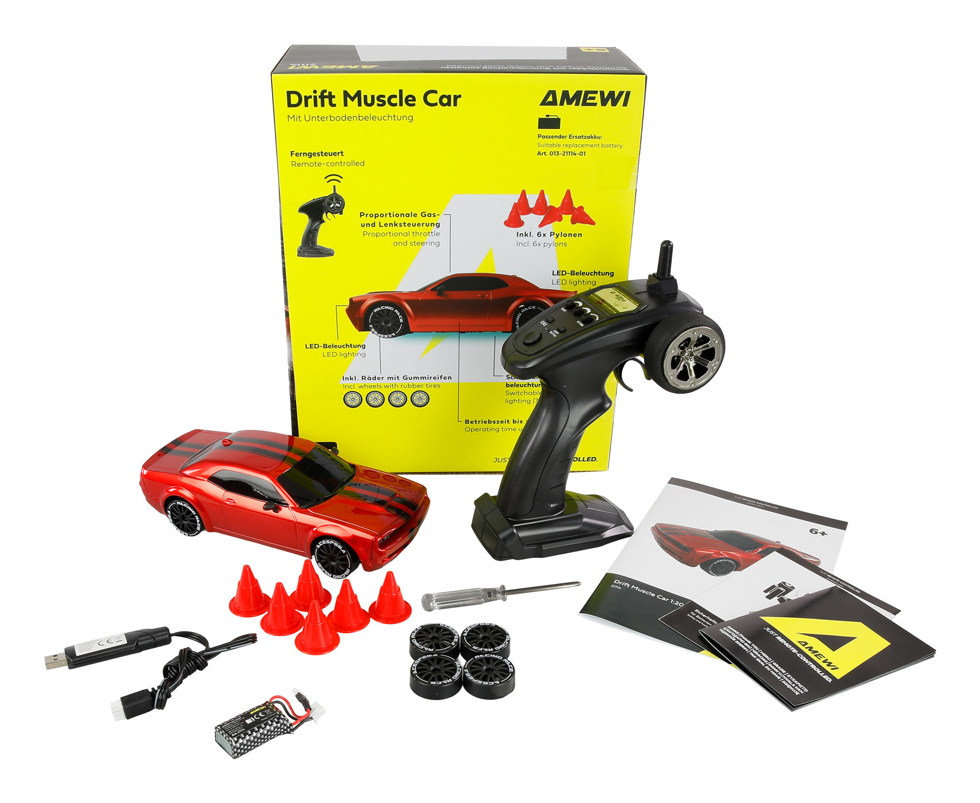 Amewi RC Drift Muscle Car 4WD 1 20 RTR rot, Ansicht 2