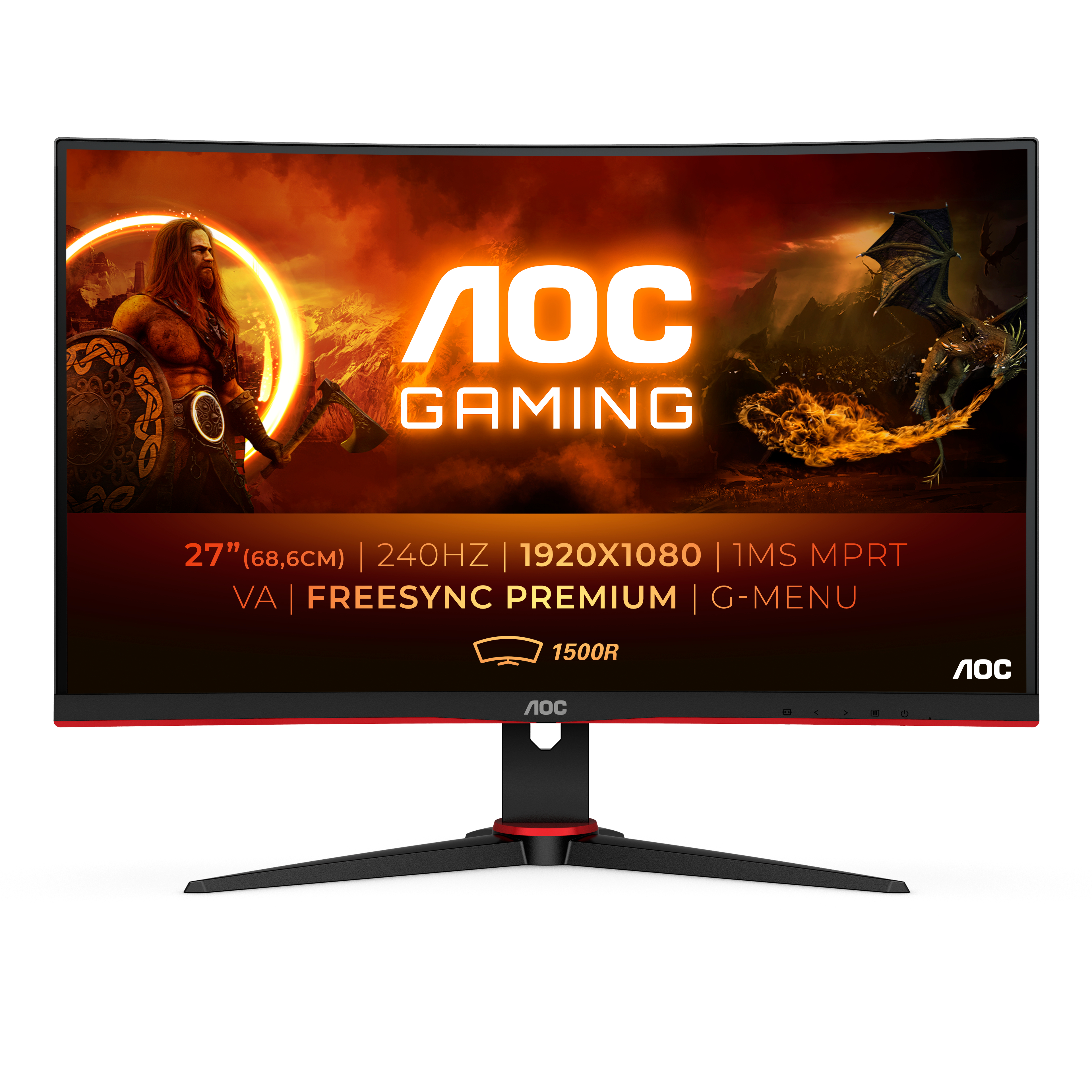 AOC G2 C27G2ZE/BK, 68,6 cm (27&quot;), 1920 x 1080 Pixel, Full HD, LED, 0,5 ms, Schwarz, Rot