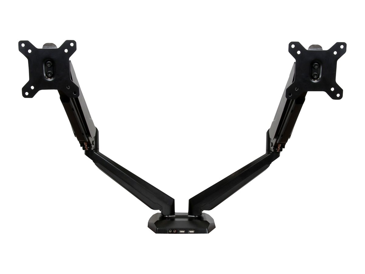 StarTech.com Startech Dual Monitor Halterung mit eingebautem 2 Port USB und Audio Passthrough - Befestigungskit - einstellbarer Arm - für LCD-Display - Aluminium - Schwarz - Bildschirmgröße: 76.2 cm (12"-32")