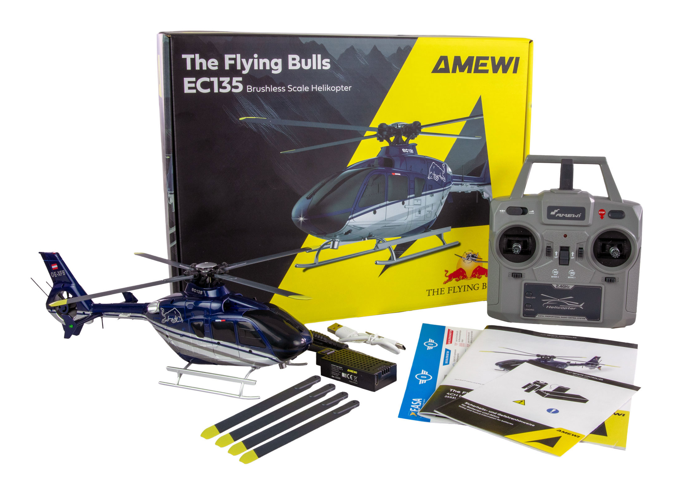 Amewi RC Helikopter EC135 Li-Po Akku 400mAh blau/schwarz, Ansicht 3