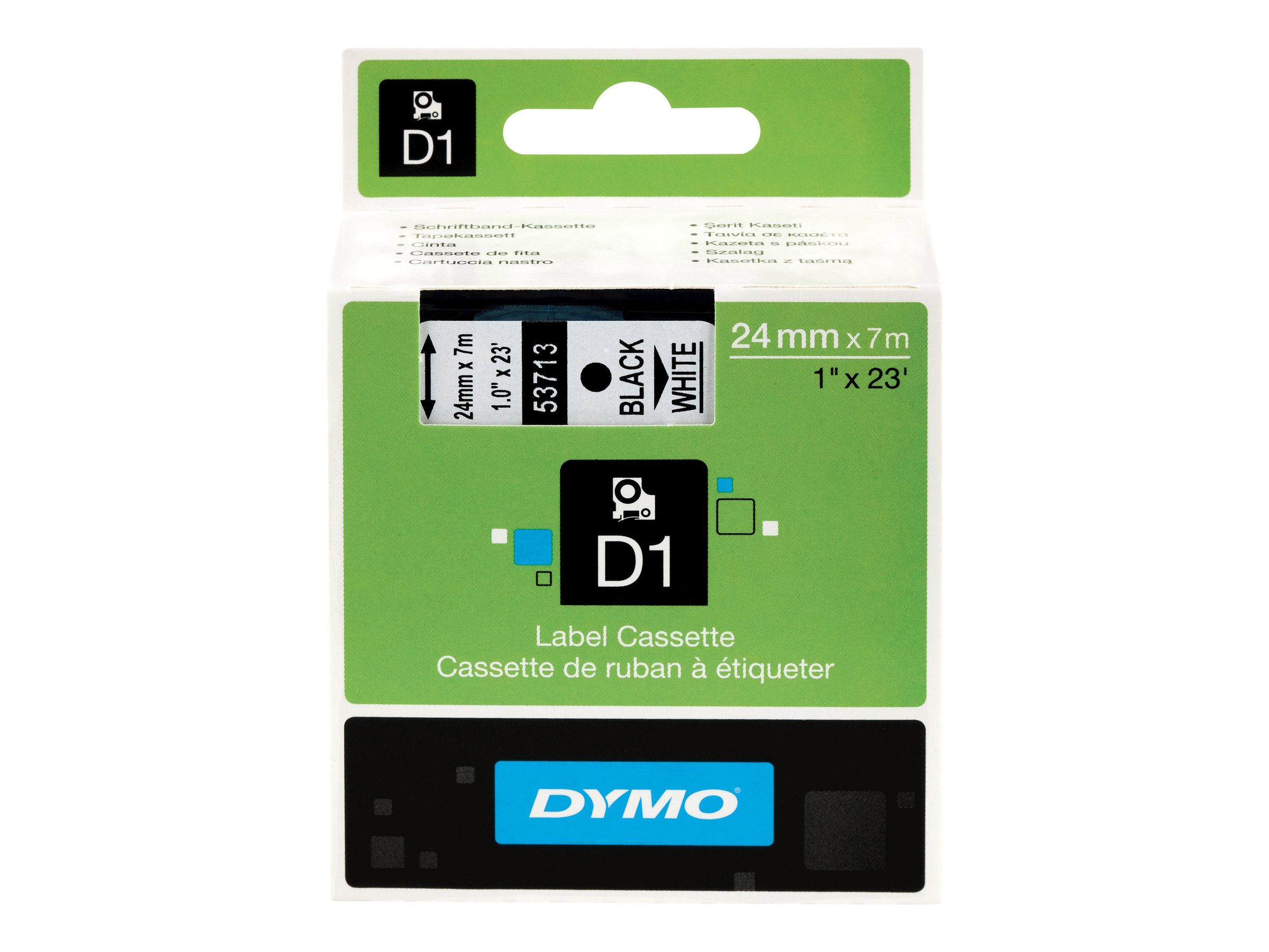 Dymo D1 Standard - Polyester - selbstklebend - Schwarz auf Weiß - Rolle (2,4 cm x 7 m), Ansicht 2