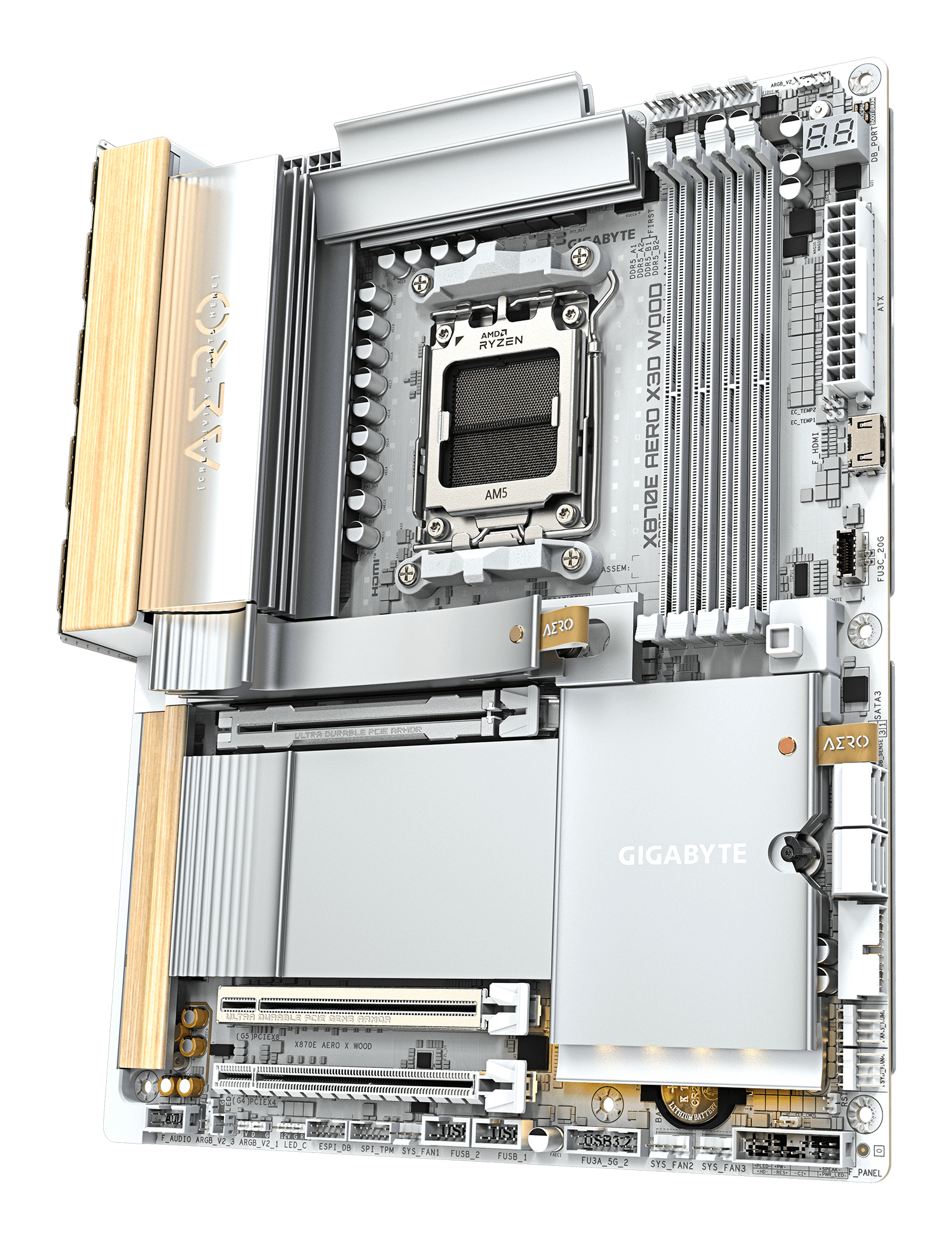 Gigabyte X870E AERO X WOOD X870E AM5 ATX DDR5 - Mainboard - AMD Sockel AM5 (Ryzen Zen4), Ansicht 4