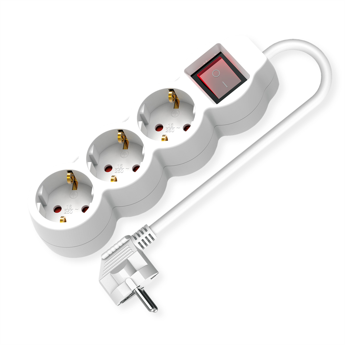 VALUE Steckdosenleiste lang/rund+Sw. weiss 3x CEE 7/7 1.5m - Steckdosenleiste, Ansicht 2