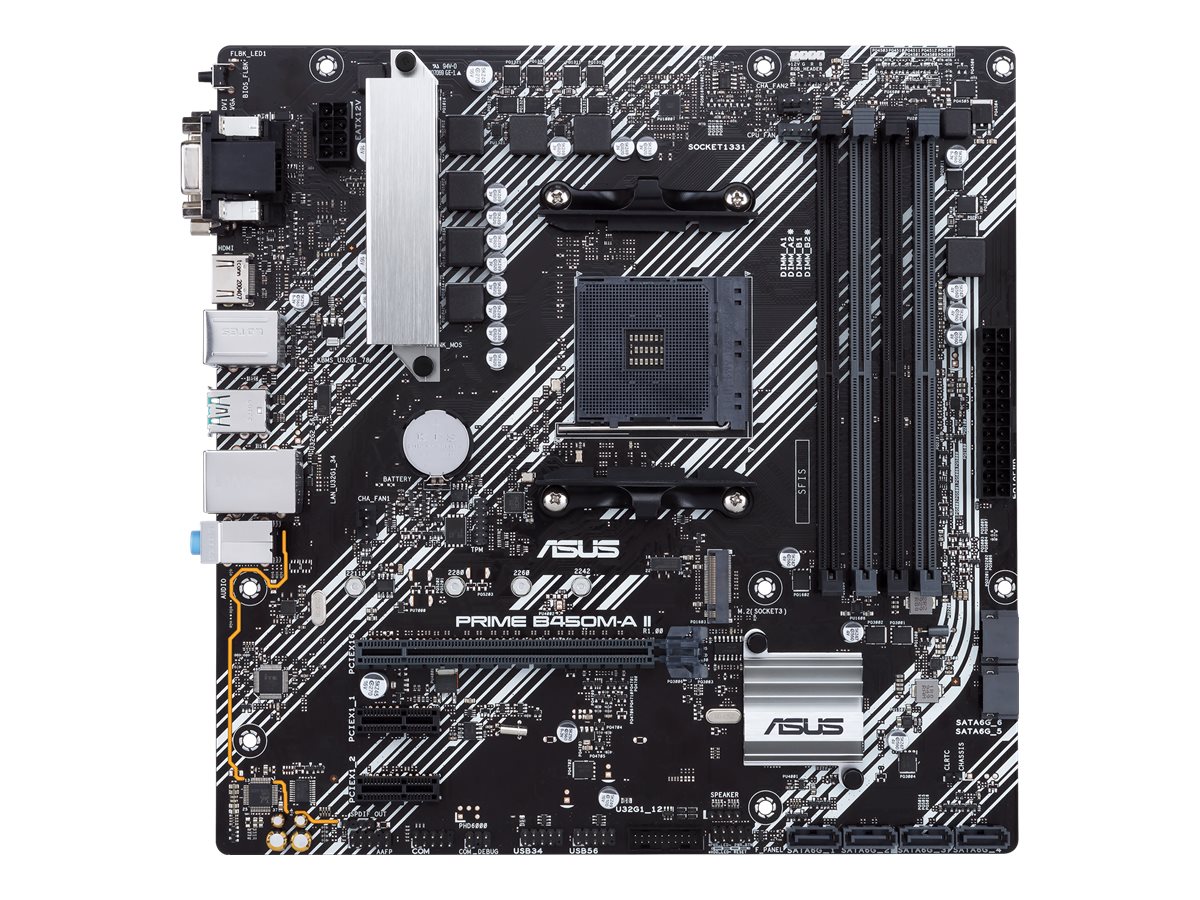 ASUS PRIME B450M-A II - Motherboard - micro ATX - Socket AM4 - AMD B450 Chipsatz - USB 3.2 Gen 1 USB 3.2 Gen 2 - Gigabit LAN - Onboard-Grafik (CPU erforderlich)