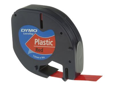 Dymo LetraTAG - Kunststoff - schwarz auf rot - Rolle (1,2 cm x 4 m), Ansicht 2